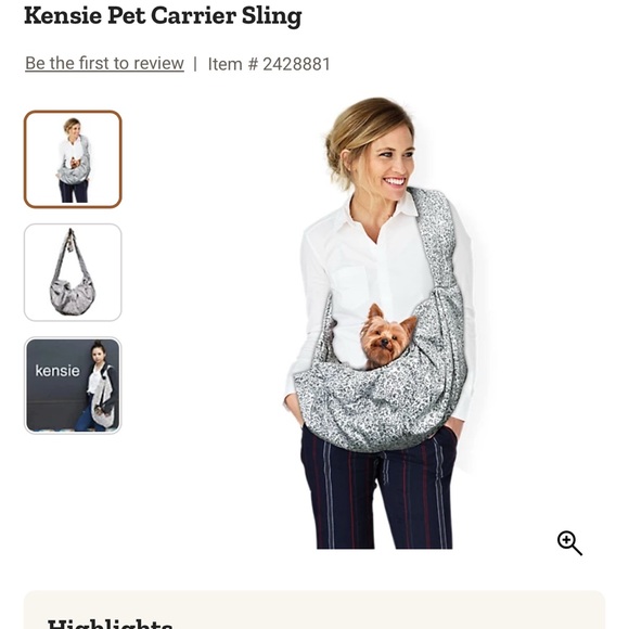 Kensie Pet Sling Carrier - Picture 1 of 8